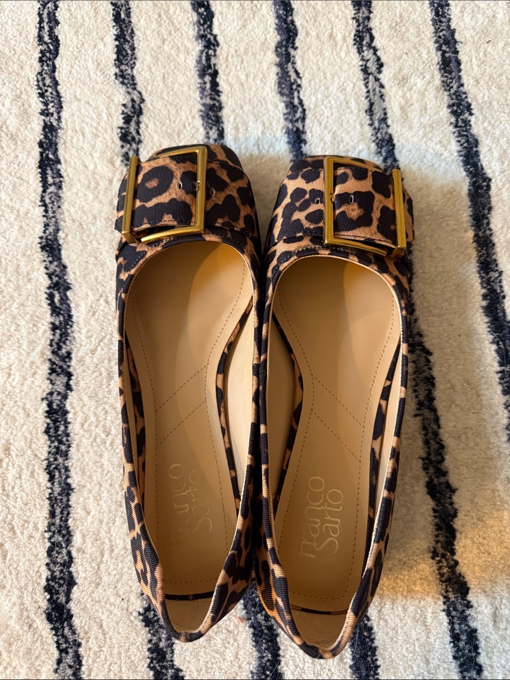 SARTO By Franco Sarto Leopard Print Buckle Flats - Tan & Black - Picture 5 of 5